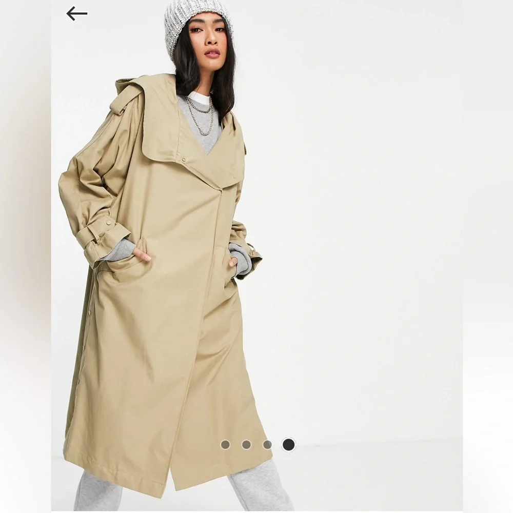 Mango soft oversized trench coat with hood in beige - Picture 3 of 7